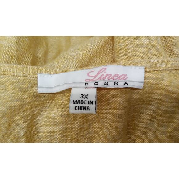 Linea Donna Top Womens Plus 3X Yellow Nwt Linen Blend - Picture 3 of 7